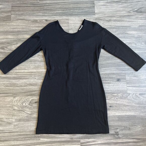 Loft Classic Black Long Sleeve Twist Back Fleece Lined Dress Size Small - Picture 1 of 4